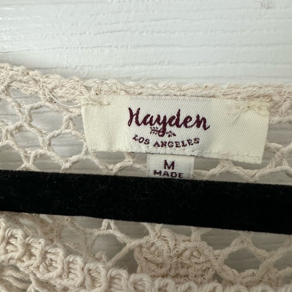 Hayden Los Angeles midi dress. Blue w/crochet top & bottom. A Line Size Medium - Picture 5 of 11